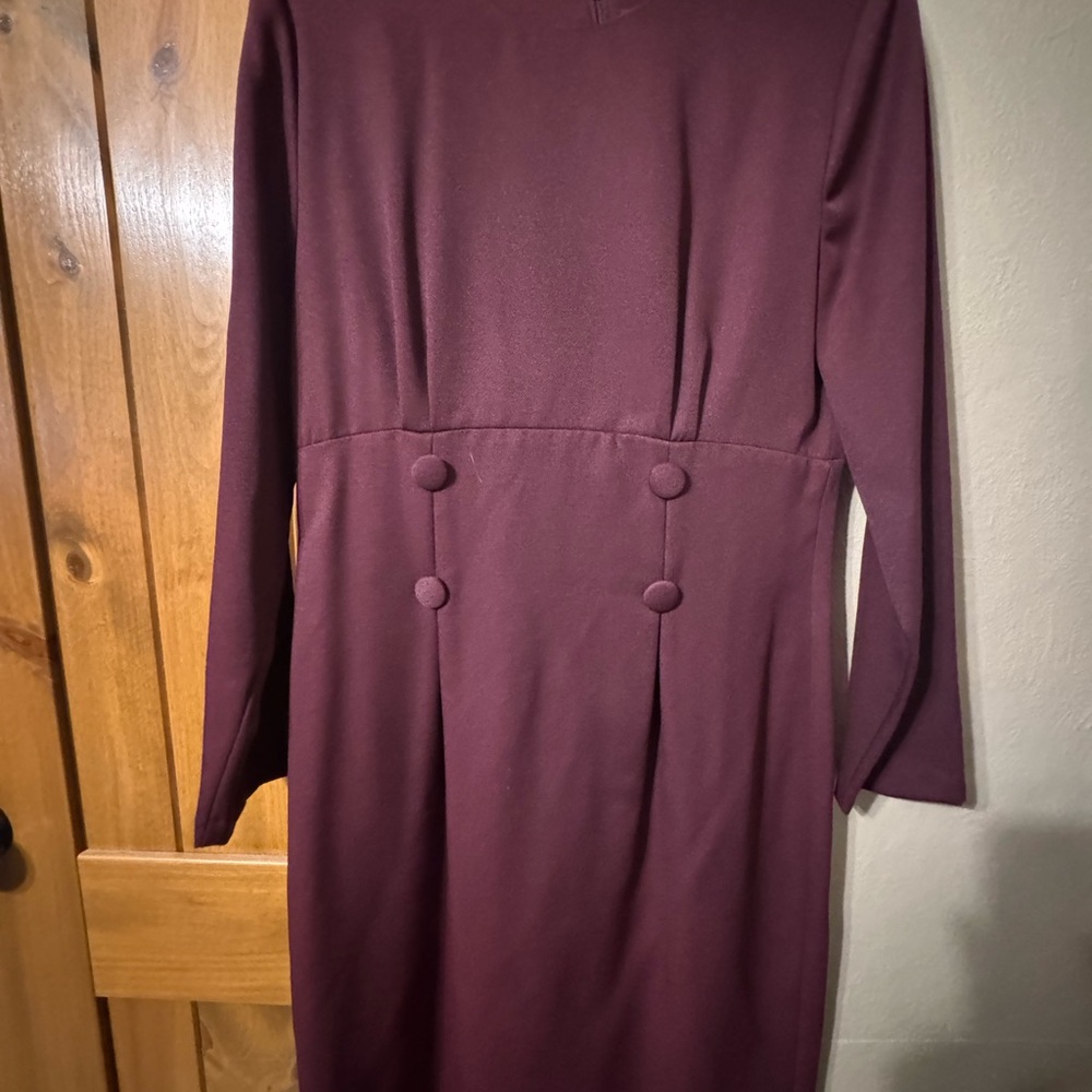 Vintage Molly Malloy Elegant Burgundy Long Sleeve Dress